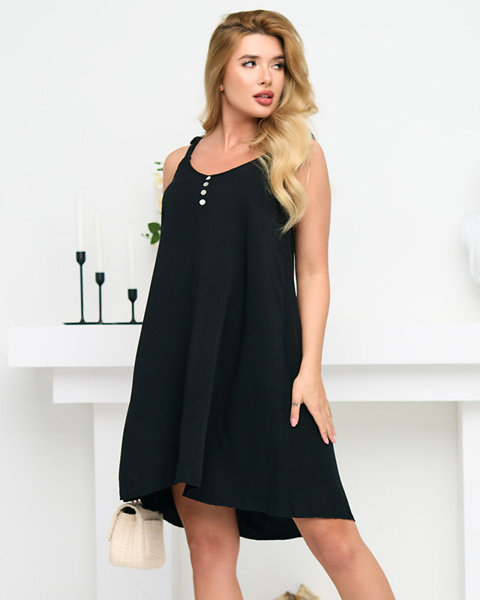 Černé jednoduché šaty s ramínky - Oblečení