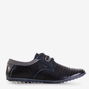 Černé pánské boty s modrou nití Iona - Obuv