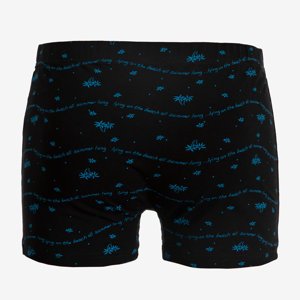 Černé pánské boxerky s modrými vzory - Spodní prádlo