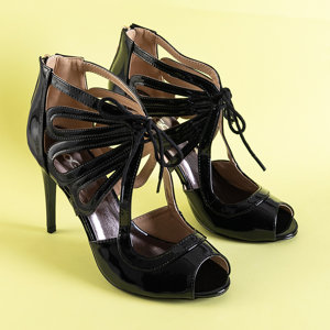 Černé patentové sandály na vysokém podpatku Dolche - Footwear