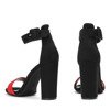 Černé sandály na sloupku s červeným pruhem Denice - obuv