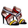 Černé sandály na vysokém podpatku s barevnými vložkami Maribel - Obuv
