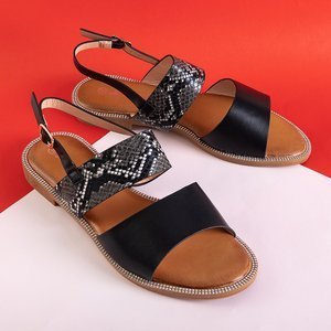 Černé sandály z hadí kůže pro ženy Venilia - obuv