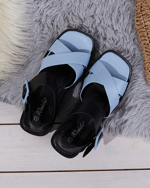 Černomodré dámské sandály z eko kůže na klínku Scozi - boty