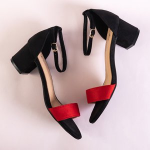 Červené a černé dámské sandály na nízkém sloupku Palema - Footwear