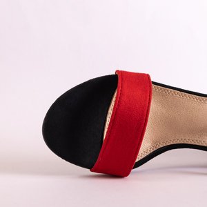 Červené a černé dámské sandály na nízkém sloupku Palema - Footwear