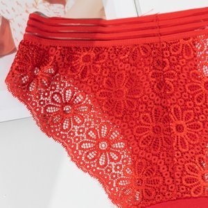 Červené dámské kalhotky s krajkou - Spodní prádlo