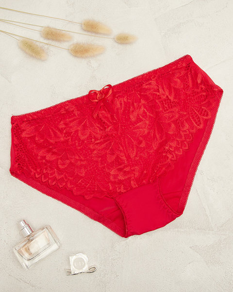 Červené dámské kalhotky s krajkou - Spodní prádlo