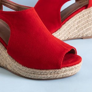 Červené dámské klínové sandály Lusia - obuv