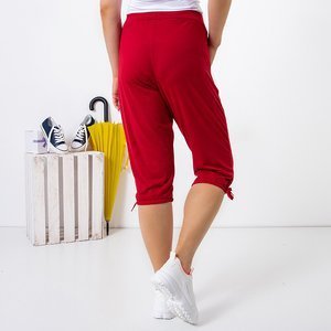 Červené dámské krátké kalhoty s kapsami PLUS SIZE - Oblečení