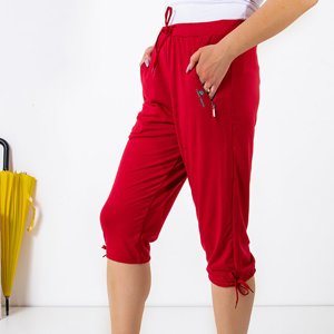 Červené dámské krátké kalhoty s kapsami PLUS SIZE - Oblečení