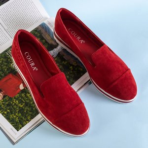Červené dámské mokasíny na nízkém klínku Dardariel - boty