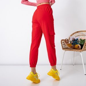 Červené dámské nákladní kalhoty PLUS SIZE - Oblečení