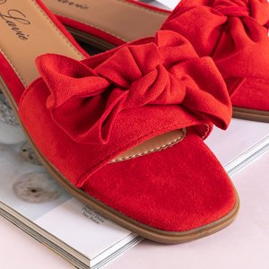 Červené dámské pantofle s mašlí Bonjour - Obuv