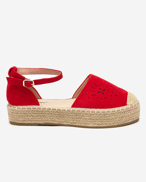 Červené dámské prolamované sandály a'la espadrilles Tiseria - Boty