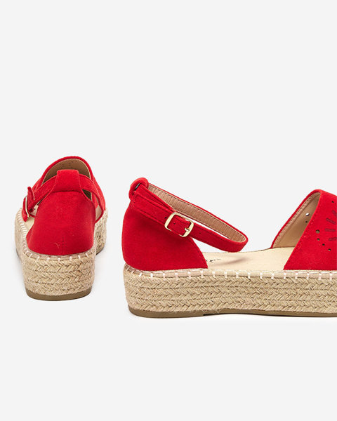 Červené dámské prolamované sandály a'la espadrilles Tiseria - Boty