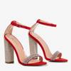 Červené dámské sandály Blesk s kubickým zirkonem - Obuv 1