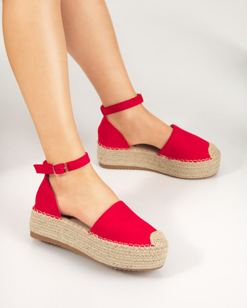 Červené dámské sandály a'la espadrilky na platformě Indira - Obuv