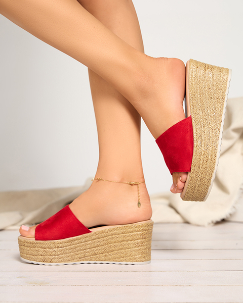Červené dámské sandály na klínku Bralissa - Obuv