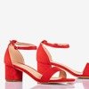 Červené dámské sandály na nízkém sloupku First Love - Footwear 1