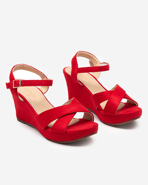 Červené dámské sandály na sloupku Deklis - Obuv