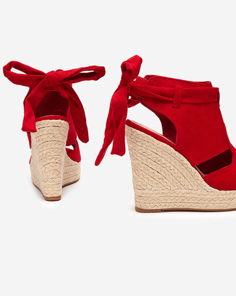 Červené dámské sandály na vysokém klínovém podpatku Penetika - Boty