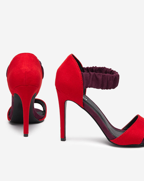 Červené dámské sandály na vysokém podpatku Veraxy - Obuv