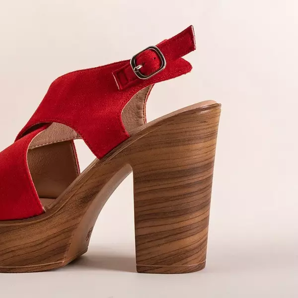 Červené dámské sandály na vysokém sloupku Inga - Footwear