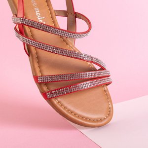 Červené dámské sandály se zirkony Mitali - obuv