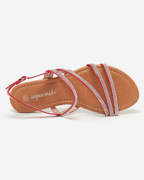 Červené dámské sandály se zirkony Mitali - obuv
