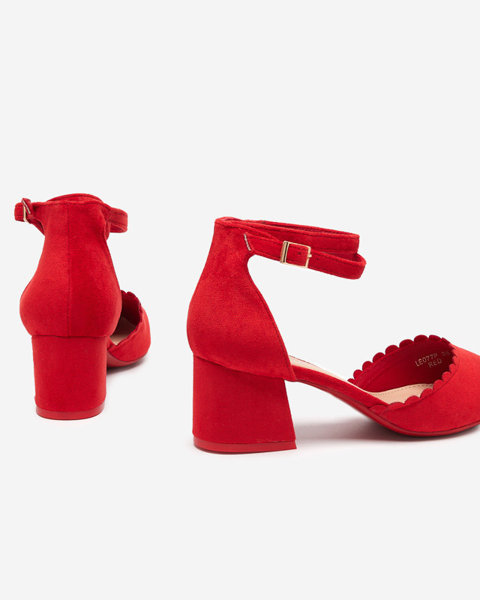 Červené dámské semišové sandály na sloupku Ametis - Obuv