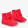 Červené dámské sněhové boty Bubbi's s kožešinou - Obuv