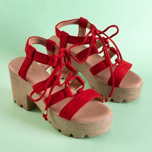 Červené dámské vázané sandály na postu Tili - obuv