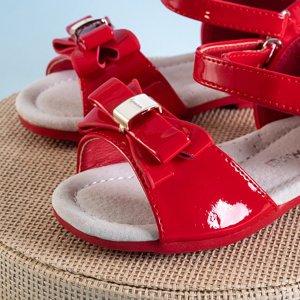 Červené dětské sandály s mašlí Meeo - Boty