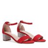 Červené sandály na sloupku s ozdobnými kubickými zirkony Olifa - obuv