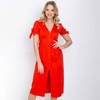 Červené šaty midi s knoflíky - Oblečení