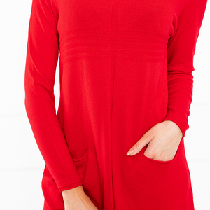 Červený svetr tenké mini šaty - Oblečení