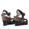 Czarne sandały na koturnie Ksenya- Obuwie
