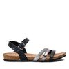 Czarne sandały na płaskiej podeszwie Soft Sparkle - Obuwie