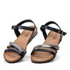 Czarne sandały na płaskiej podeszwie Soft Sparkle - Obuwie