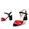 Czarne sandały na słupku z czerwonymi paseczkami Vivina - Obuwie