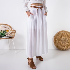 Dámská bílá bavlněná maxi sukně - Oblečení