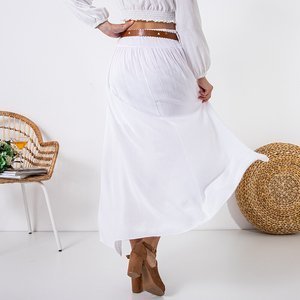 Dámská bílá bavlněná maxi sukně - Oblečení