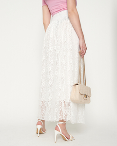Dámská bílá krajková midi sukně - Oblečení