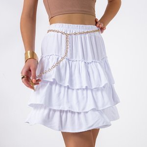 Dámská bílá lichoběžníková sukně - Oblečení