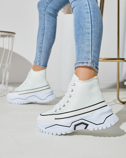 Dámská bílá zateplená sportovní obuv a'la sneakers na platformě Retiha - Obuv