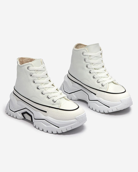 Dámská bílá zateplená sportovní obuv a'la sneakers na platformě Retiha - Obuv