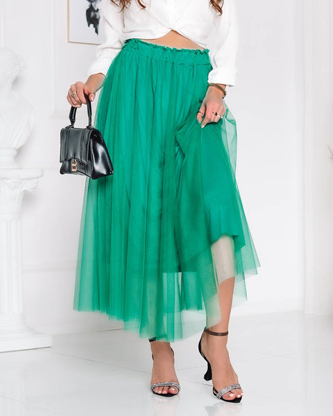 Dámská dvouvrstvá midi sukně v zelené barvě - Oblečení