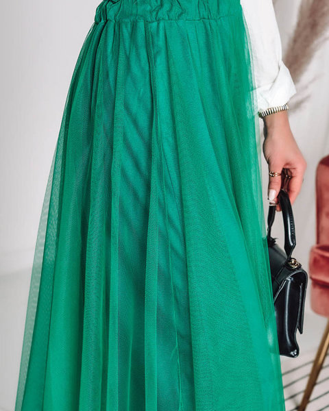 Dámská dvouvrstvá midi sukně v zelené barvě - Oblečení