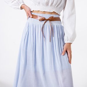 Dámská modrá bavlněná maxi sukně - Oblečení